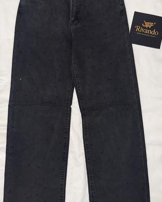 Jeans nero denim donna con strass  - Calliope