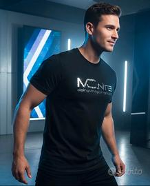 T-shirt nera con logo argentato, Fruit