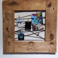 Portafoto in legno di recupero e iuta