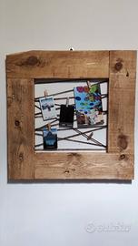 Portafoto in legno di recupero e iuta