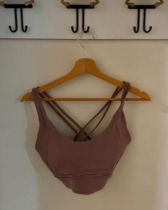 Reggiseno sportivo rosa antico con schiena incroci
