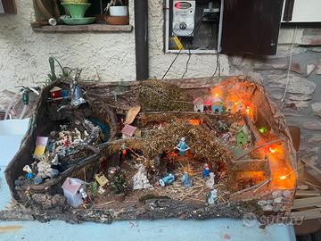 PRESEPE FATTO A MANO 1metro per 35 cm COMPLETO