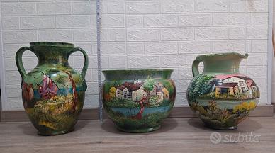 Set 3 pezzi ceramica di Tropea dipinta a mano