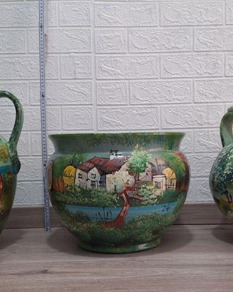 Set 3 pezzi ceramica di Tropea dipinta a mano