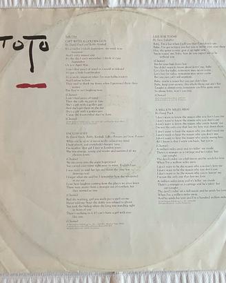 Toto LpTurn Back Vinile usato 1981 no copertina