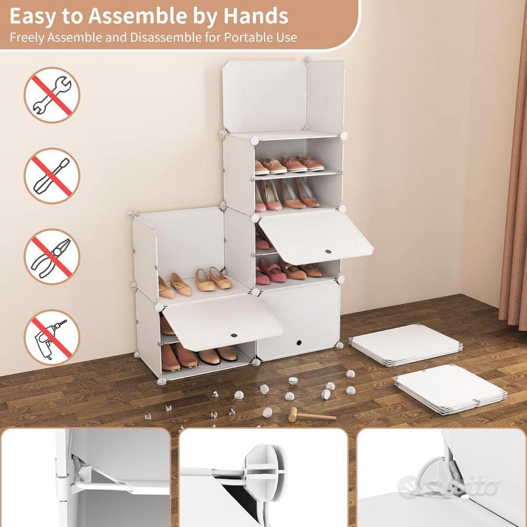 Scarpiera Tessuto 11 Piani Per 36-41 Scarpe - Copertura Antipolvere, Struttura Metallo, Risparmio Spazio - Foto 7