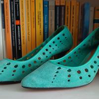 Clarks scamosciato verde menta, tacco 7,  tg 37½