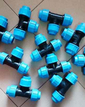 Raccordo a tee per tubo in polietilene 25mm, 10 pz