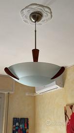 Lampadario soggiorno cucina camera vetro e legno