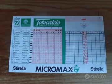 SCHEDINA TOTOCALCIO CONCORSO 22 DEL 24/01/1988