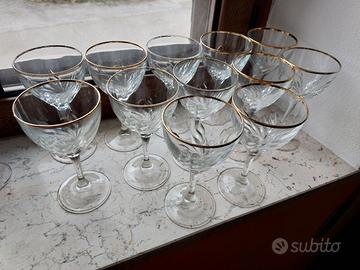 Servizio calici vintage in vetro francese