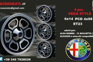 Cerchi vega 14 4x98 alfa romeo 33 75 90 alfetta