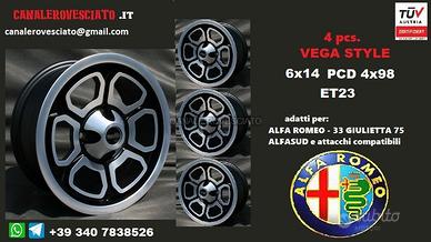 Cerchi vega 14 4x98 alfa romeo 33 75 90 alfetta