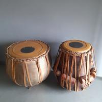 Set Tabla indiane orig. legno-ottone percussioni 