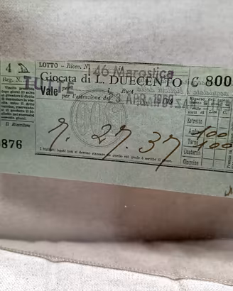Biglietto Lotto d'Epoca 1969