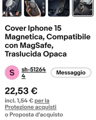 Cover iphone 14.   15 nero opaco