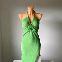 ASYOU - vestito midi verde con ampio spacco