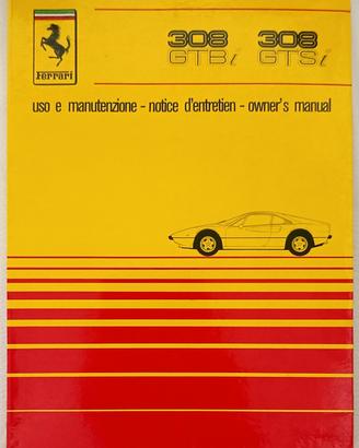 Raro libretto uso e manutenzione Ferrari 308 Gtbi 