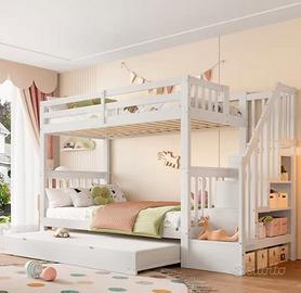 Letto a castello 3 posti bianco