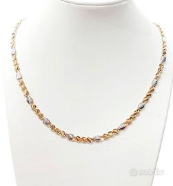 Collana maglia Piatta Unisex Oro Bicolore 18kt-750