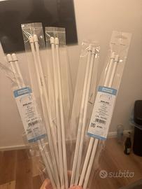 Aste estensibili tende metallo bianco, 60/80 cm