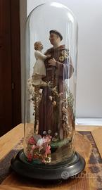 Statua S. Antonio e Gesu bamb. sotto campana vetro