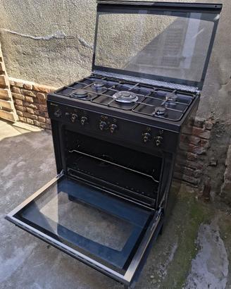 Cucina GAS TECNOGAS 5 Fuochi e Forno Nera Inox 80