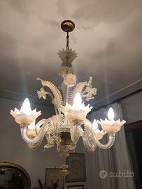 Lampadario di vetro soffiato di Murano