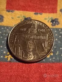 100 lire accademia navale centenario 