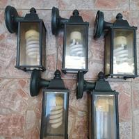 5 lampade da giardino, con braccio, di ferro