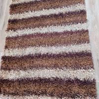 Tappeto grande Shaggy marrone e beige salotto