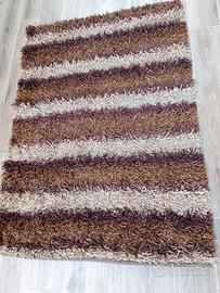 Tappeto grande Shaggy marrone e beige salotto