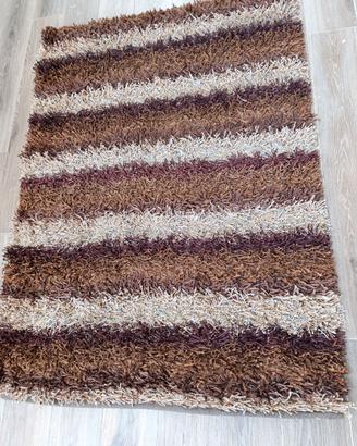 Tappeto grande Shaggy marrone e beige salotto