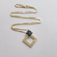 Collana oro18kt diamanti zaffiri naturali (I)