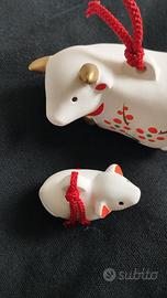 Coppia mucche in ceramica con sonaglio interno