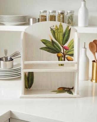 Porta spezie in legno sbiancato,decoro decoupage 