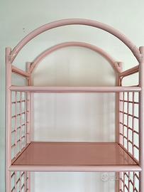 Libreria Scaffale Rosa in legno Rattan