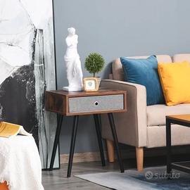 Tavolino da Salotto con Cassetto in Tessuto Pieghe