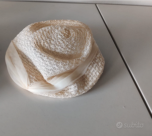 Cappello estivo donna vintage écru traforato anni