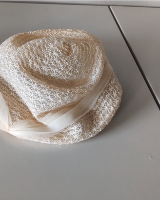 Cappello estivo donna vintage écru traforato anni