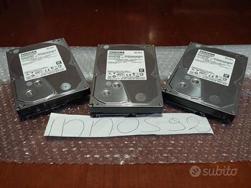Lotto Stock 3x Hard Disk SATA 3,5" Toshiba 7200RPM