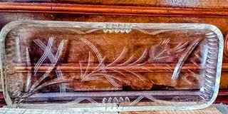 Vassoio cristallo Bohemia inciso  '40 /'50