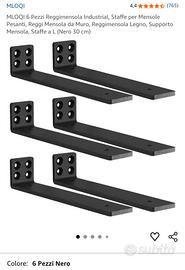 Reggimensola in lega d'acciaio forma L Nero 30 cm