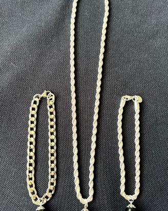 Parure collana bracciale parure argento su coccu