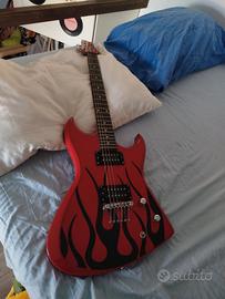 Chitarra Washburn Rossa con Amplificatore e cavo