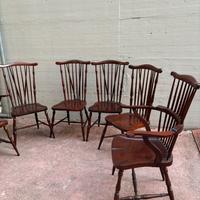 Set di 6 sedie Windsor antiche in olmo Inghilterra