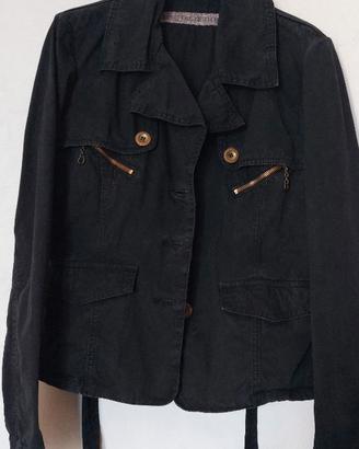 trench nero 100% cotone made in italy