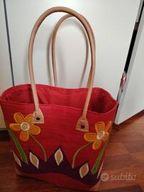 Borsa tote dallo stile etnico e artigianale con ma