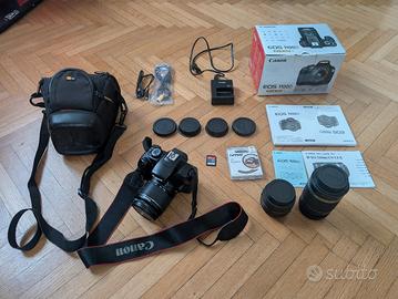 canon 1100D con custodia e 3 obiettivi 