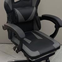 Sedia gaming ecopelle nera grigia per pc scrivania